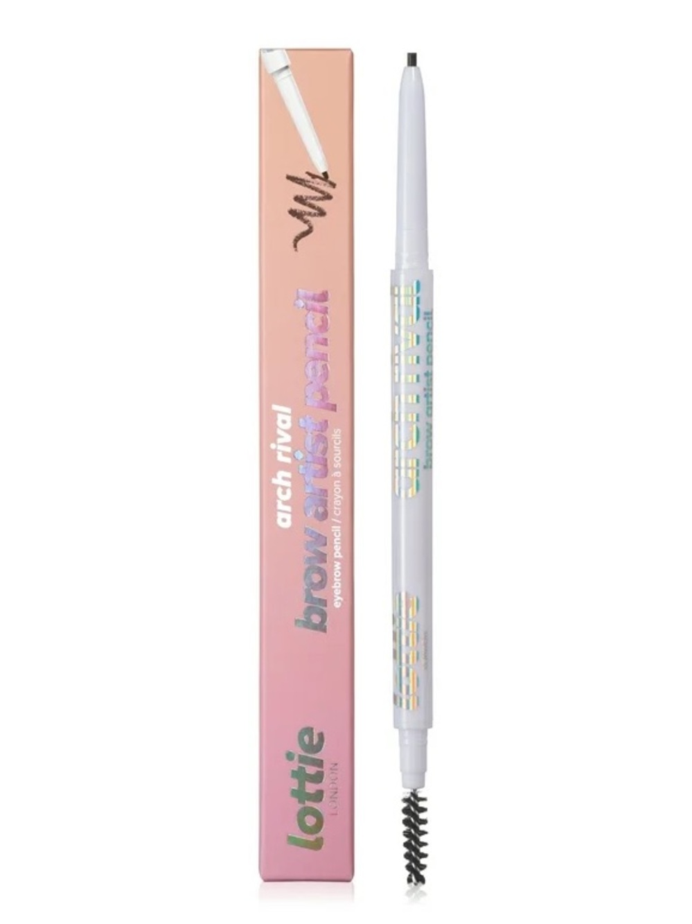 Lottie London Arch Rival Brow Artist Pencil & Spoolie Dark Brown NWT